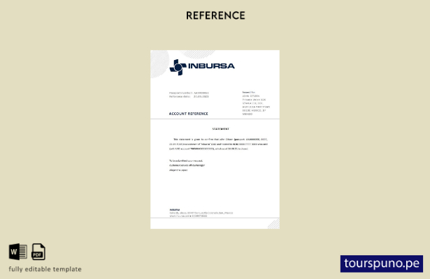 lista para imprimir plantilla de referencia de cierre del Banco Inbursa de Méxic